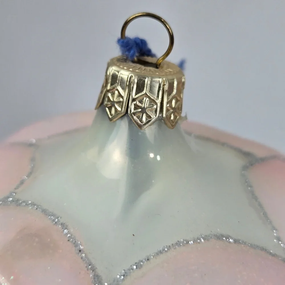 Vtg 2001 Komozja Poland Joy To The World Glass Breast Cancer Ornament Kurt Adler